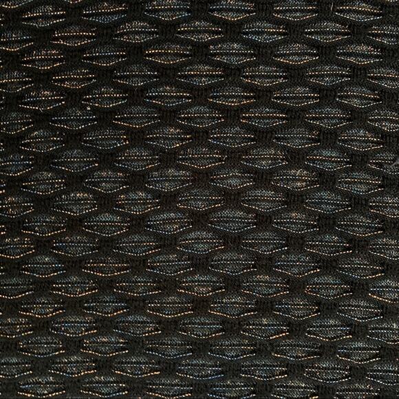 TORY BURCH Navy Copper Metallic Long Sleeve Peplum Long Sleeve Sweater Large - Picture 7 of 7